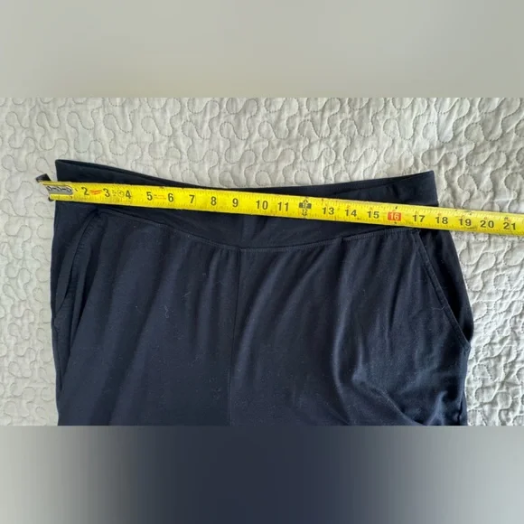 Eileen Fisher Fine Jersey Wide Leg Cropped Slit Pants Black Women's Size L - Picture 13 of 13